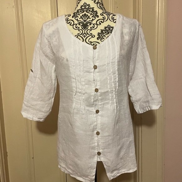 White Italian linen top - Picture 2 of 8